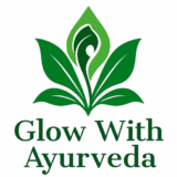 Glow With Ayurveda brand logo with green leaf and wellness icon